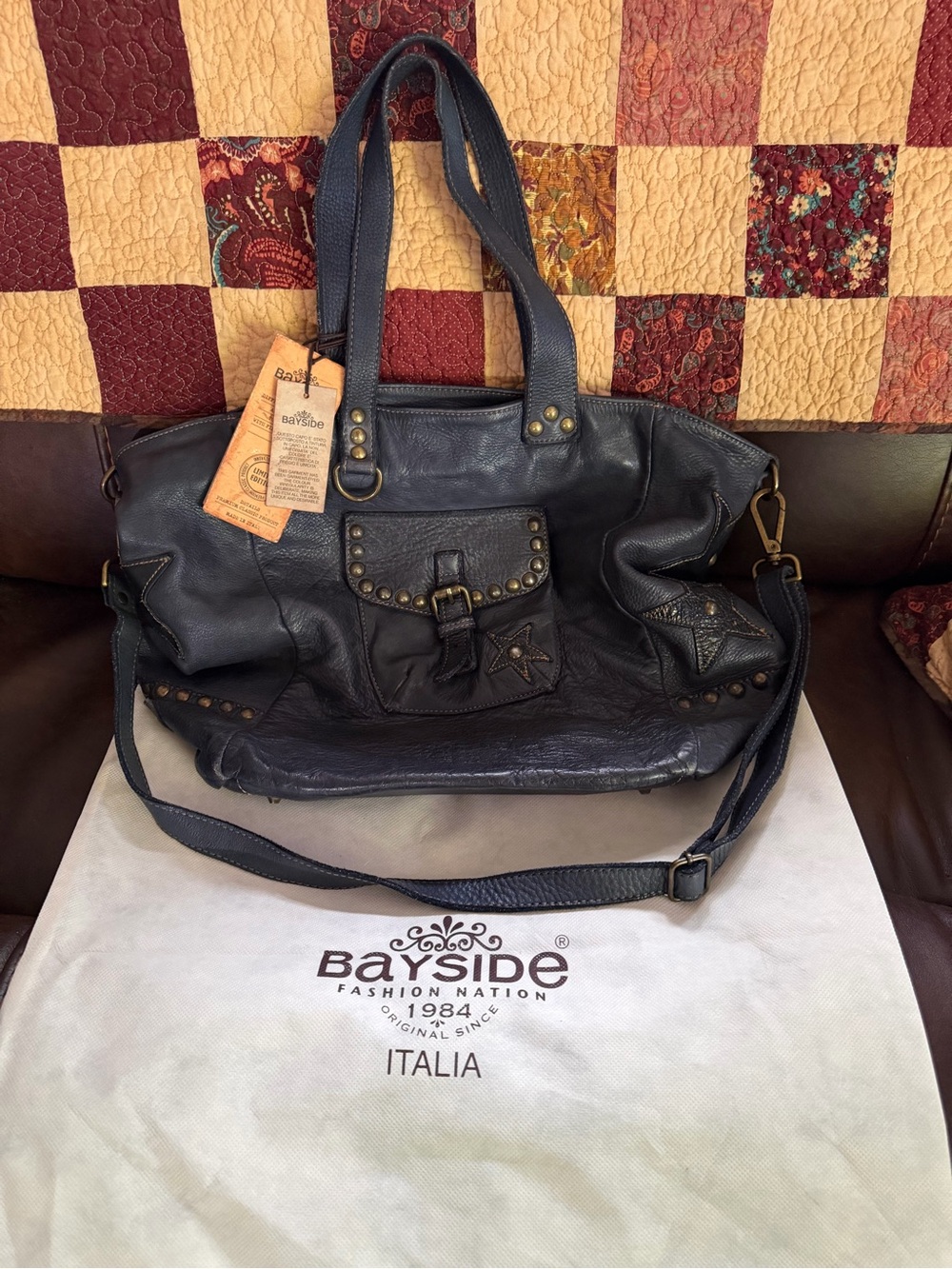 New Bayside84 Studded Tote
*NAVY**
Italian Leather * VERY SOFT***